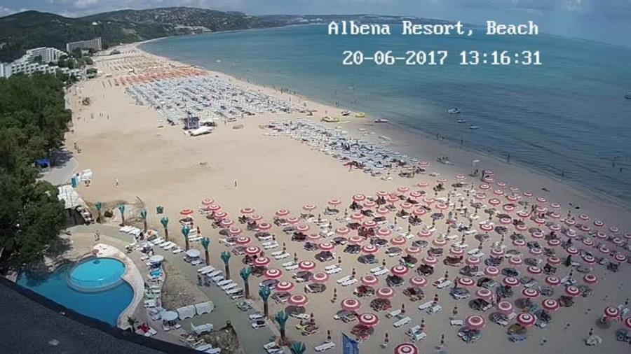 Албена времето, уеб камера на живо, централен плаж, хотели Кранево залив Черно море, Североизточна България