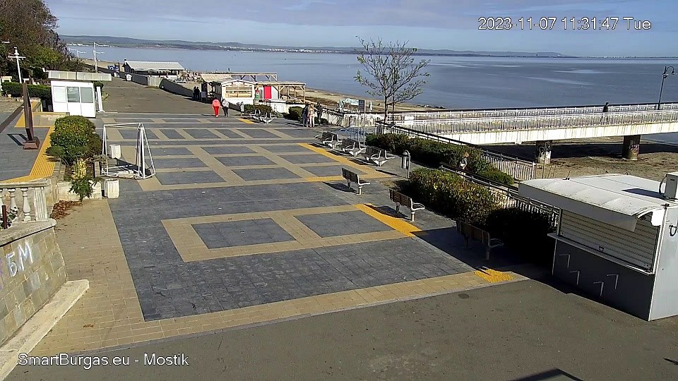 Бургас времето уеб камера на живо централен плаж мостик, морска градина бряг залив Черно море, kamerite