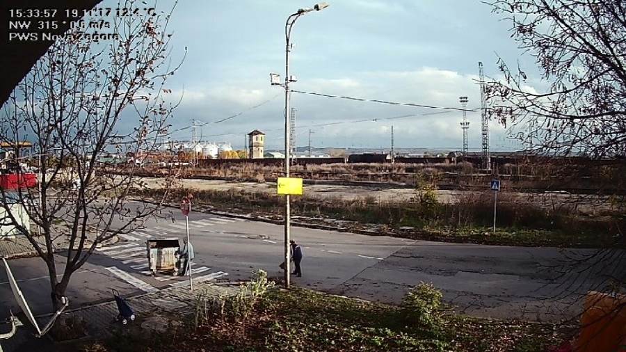 уеб камера от Нова Загора времето на живо улици кръстовище до жп гарата, трафик изглед от метео станция област Сливен