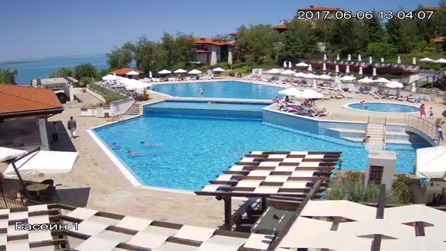 Созопол времето уеб камера на живо плаж басейн хотел Парнас, ваканционно селище Света Марина, Санта Марина, Черно море