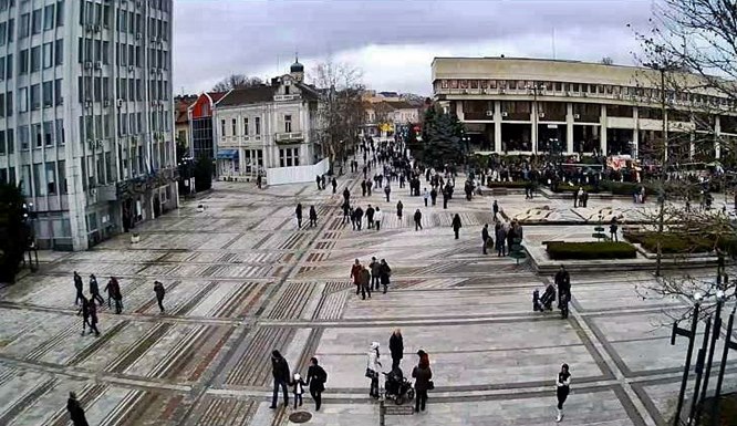 Видин времето уеб камера Център 'Главна' пешеходна улица площад Централен 'Бдинци', на живо