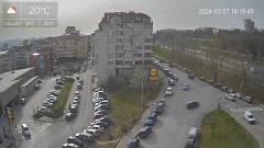 град Велико Търново, център уеб камера, времето на живо, квартал Триъгълника, до магазин Лидъл паркинг улици трафик, магазини офиси