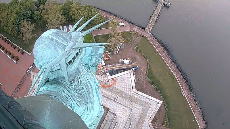Ню Йорк уеб камера времето на живо Статуята на Свободата (Statue of Liberty) паметник в пристанището на Ню Йорк на остров Либерти united states, U.S.